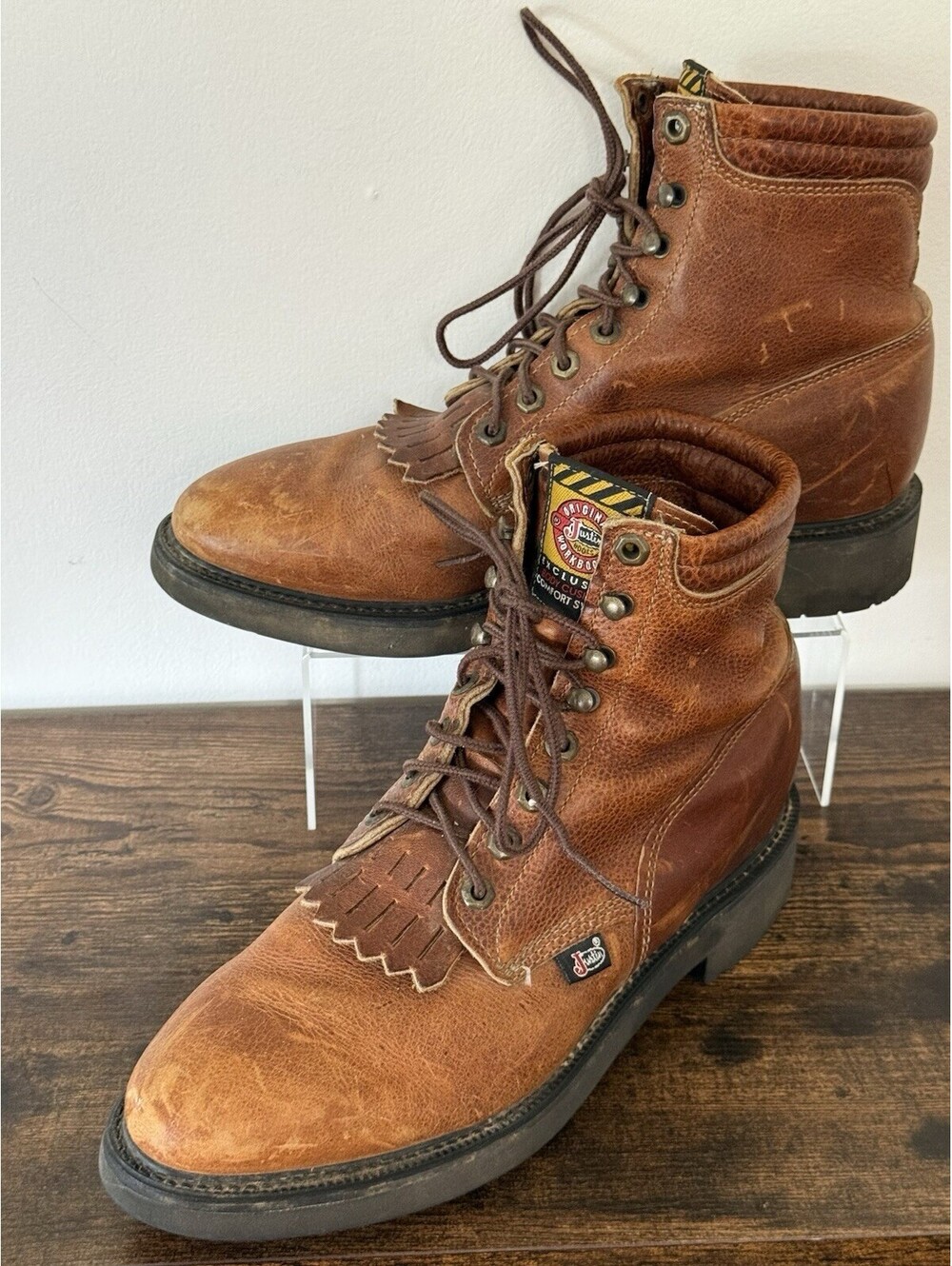 Justin Original Work Boots Comfort System Kilted Oil Resistant Mens Size 10 D